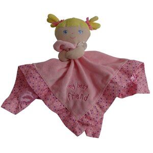 Garanimals My Best Friend Pink Plush Lovey Doll Blanket Baby Girl Blonde Satin